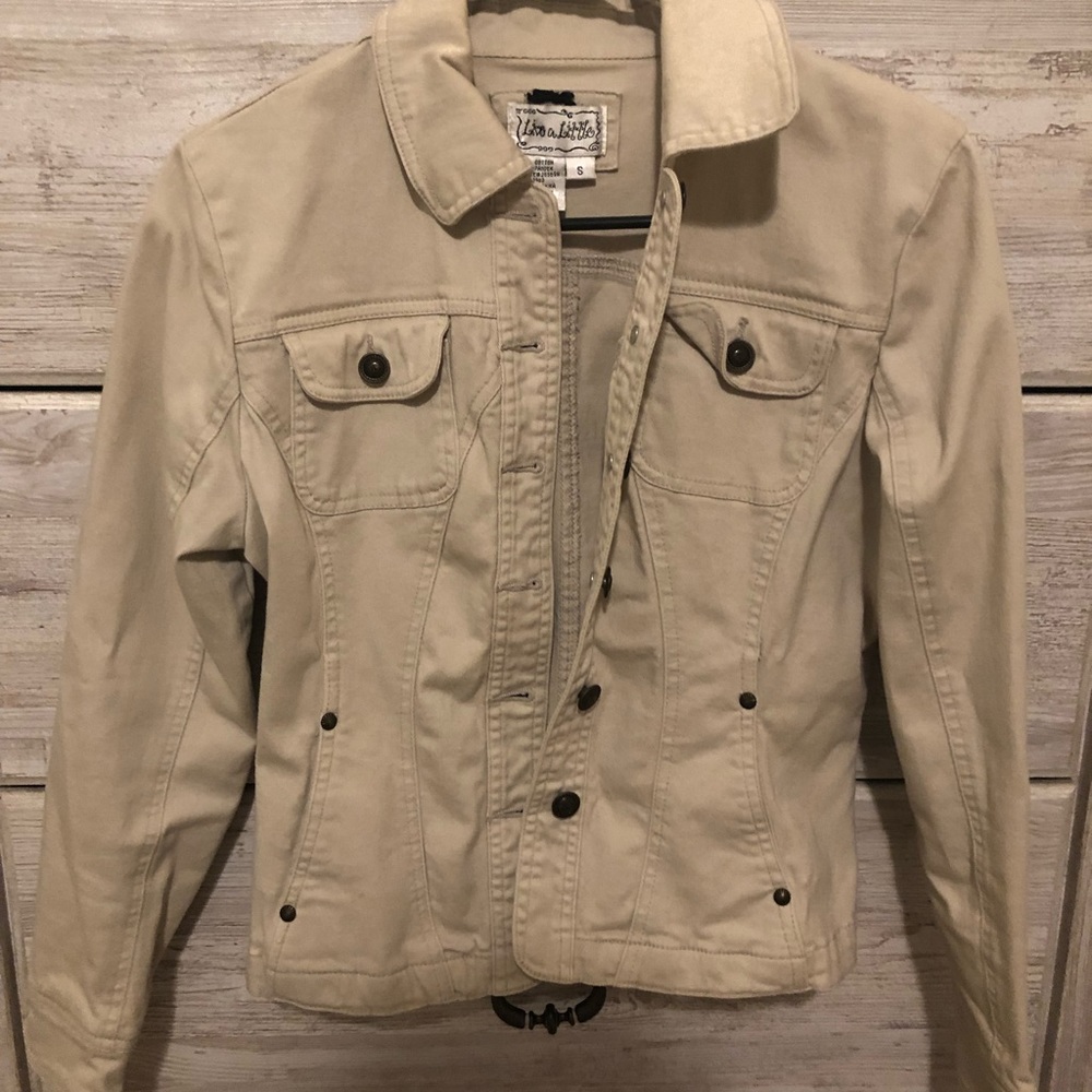 tan denim jacket